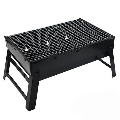 Grill à gril en acier inoxydable pliable Grill à charbon de bois pour pique-nique en noir