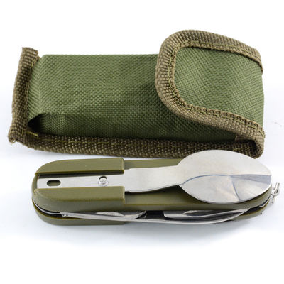 Cuillère incluse Portable couteau pliable en acier inoxydable fourchette pour la survie du camping