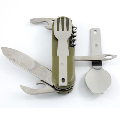 Cuillère incluse Portable couteau pliable en acier inoxydable fourchette pour la survie du camping