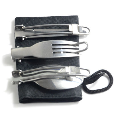 Couverts de camping en acier inoxydable en style pliable portable pour les aventures en plein air