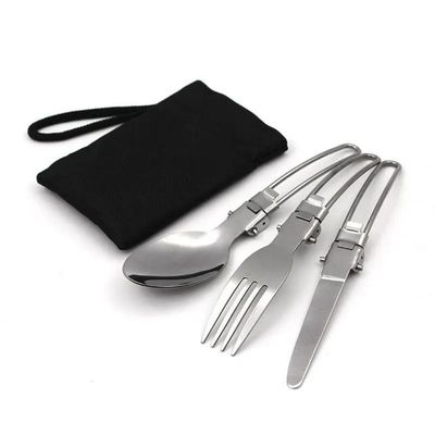 Couverts de camping en acier inoxydable en style pliable portable pour les aventures en plein air