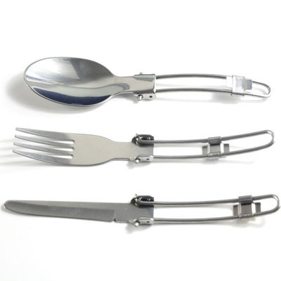 Couverts de camping en acier inoxydable en style pliable portable pour les aventures en plein air