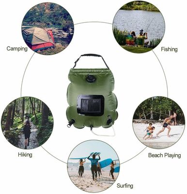 20L PVC Portable Outdoor Camping Sac de douche pour la douche solaire chauffée en vert ou bleu