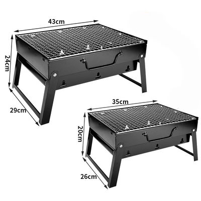 Grill à gril en acier inoxydable pliable Grill à charbon de bois pour pique-nique en noir
