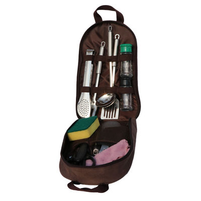 Outdoor Camping Table à manger en acier inoxydable Ensemble d' ustensiles de cuisine Sac de rangement personnalisation