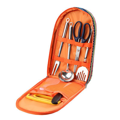 Outdoor Camping Table à manger en acier inoxydable Ensemble d' ustensiles de cuisine Sac de rangement personnalisation