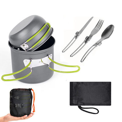 Camping en plein air randonnée pique-nique alliage d'aluminium 12X16cm sac à dos Kit de mess de pot de cuisson