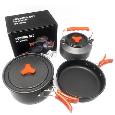 Grain vert poignée Portable style non-stick aluminium pique-nique pot de cuisson ensemble pour le camping