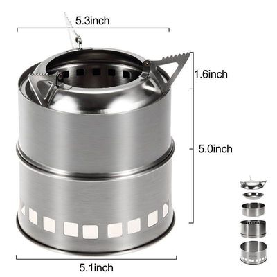 Poêle de camping portable Poêle à bois en acier inoxydable