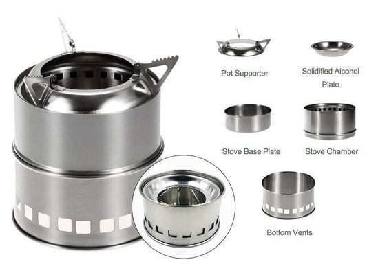 Poêle de camping portable Poêle à bois en acier inoxydable