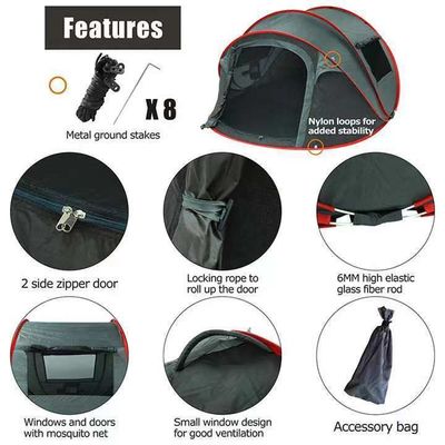 Tente instantanée imperméable pour le camping toute saison Tente automatique pop-up Capacité ≤2