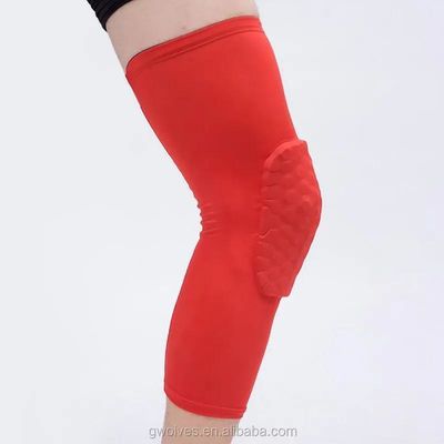 Coude de genou sport respirant Polyester soutien de genou Compression de la jambe Manche de nid de miel