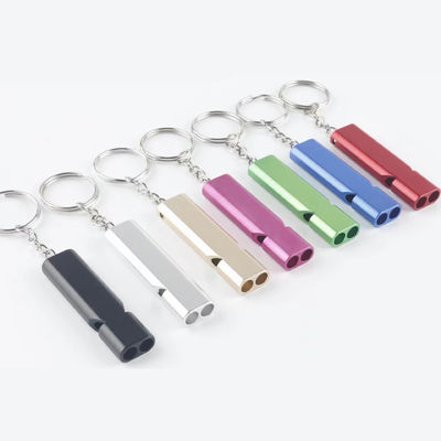 Sifflet en alliage d'aluminium à double tuyau pour porte-clés double tube à haute fréquence