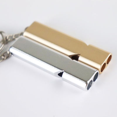 Sifflet en alliage d'aluminium à double tuyau pour porte-clés double tube à haute fréquence