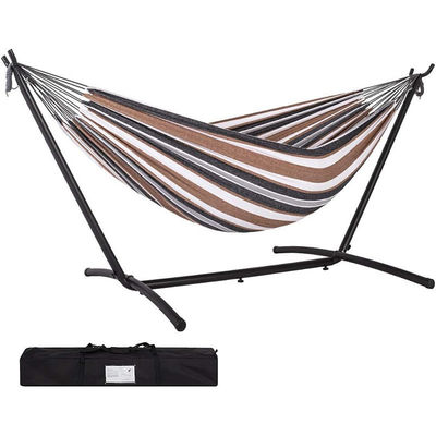 Hangar portable à double capacité pour camping, balançant avec un support et un tissu de coton