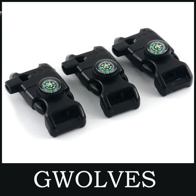 Appareil de démarrage du feu extérieur Sifflet Compas Boucle légère 13 mm Taille pour la survie Paracord
